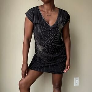 Religion Black Sequin Shift Dress Size 14